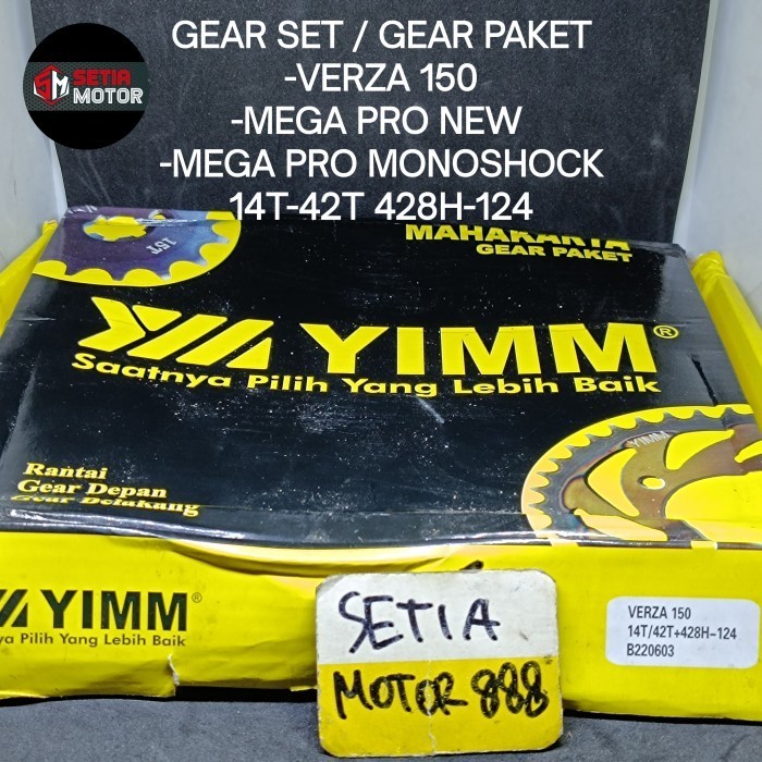 Gear Set Yimm Verza 150 Megapro New Megapro Monoshock 14T/42T-428H-124