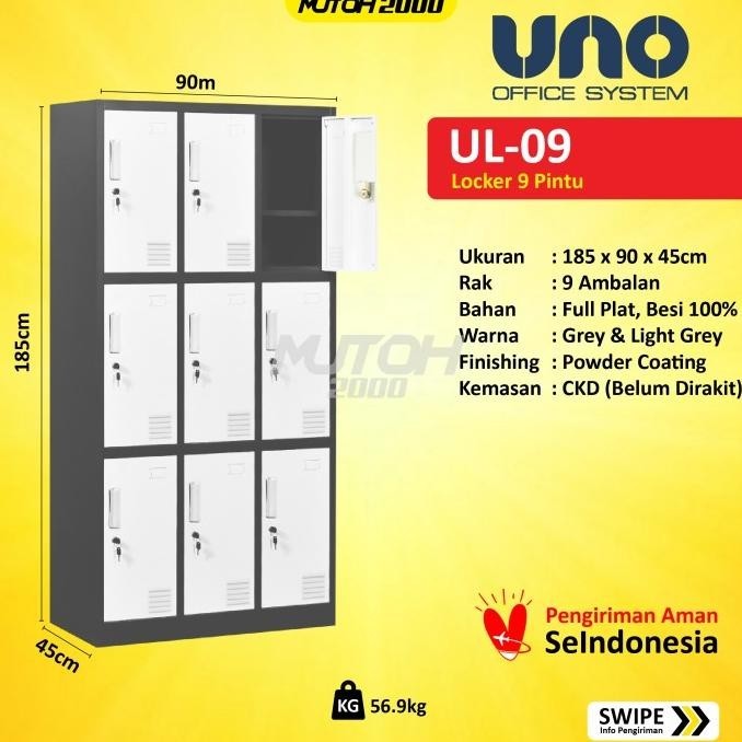 

Terbaru Uno Lemari Loker Locker Besi 9 Pintu Plat 0.7Mm Uno Ul-09 Original