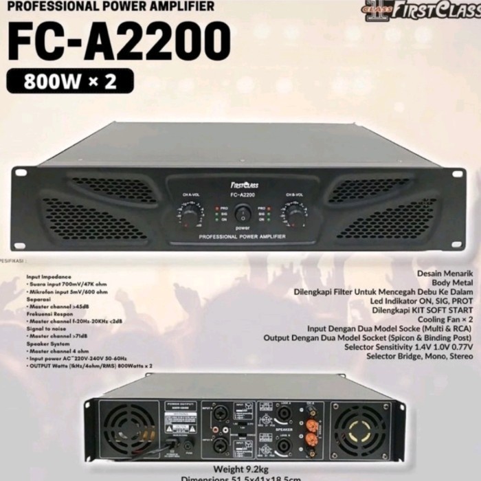 Power Amplifier Firstclass Fc A2200 / Firstclass Fca2200 / Fca 2200