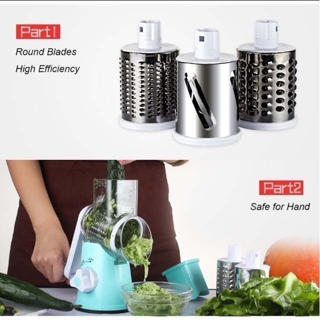 Alat Parut Keju Sayuran Buah Round Blades Slicer Putar Cc