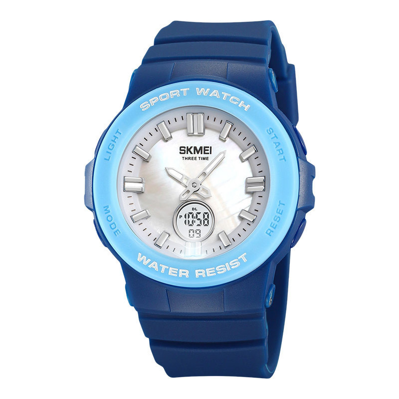 Jam Tangan Unisex SKMEI 2125BU Digital Analog MOP Dial Blue Polyurethane Strap