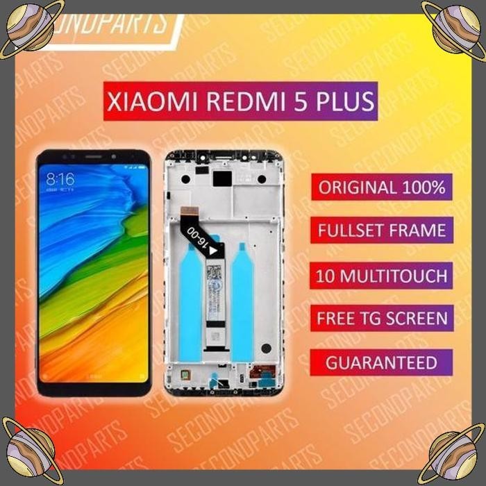 [frh] original asli - lcd ts fullset frame xiaomi redmi 5 plus original asli copotan xiaomi center multitouch