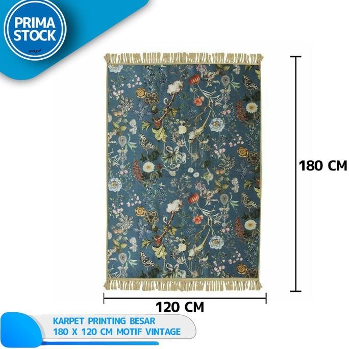 Karpet Rug Mat Motif Vintage Ruang Tamu 120 x 180 CM Kamar Lembut Tali
