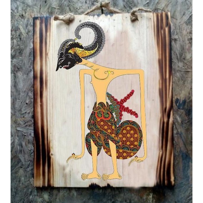 HIASAN DINDING LUKISAN WAYANG KULIT ARJUNA DEKORASI DINDING RUANG TAMU