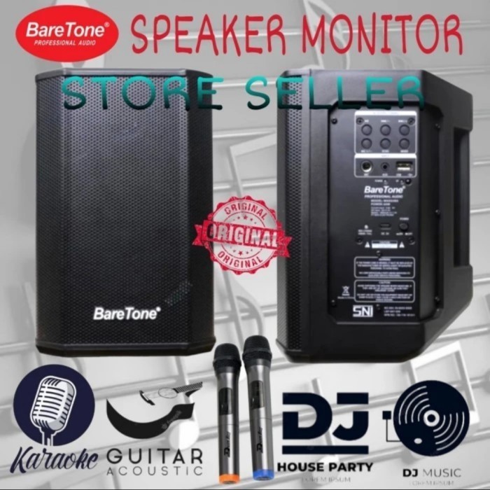 Speaker Monitor Baretone 5 Inch Plus 2 Mic Wireless , Karaoke Youtube