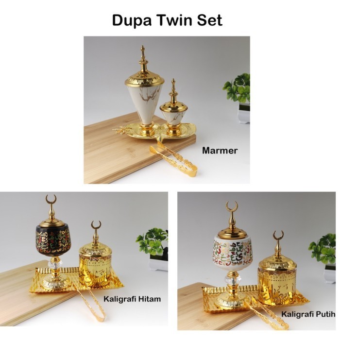 Tempat Bakar Dupa Arab Style Twin Set Luxury Logam Keramik