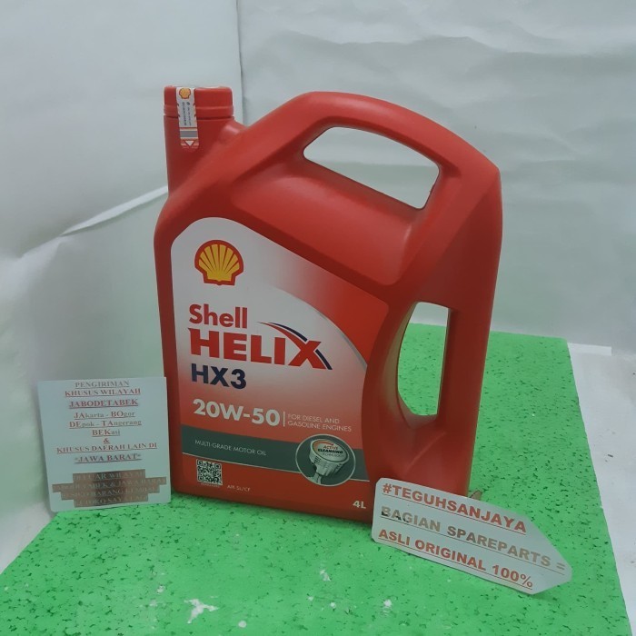 Oli Shell Helix Merah Hx3 20W-50 Galon 4 Liter Api Sl/Cf