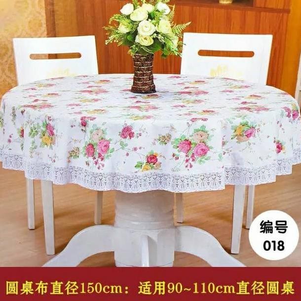 Taplak Meja Makan Bulat 4 Kursi 150Cm Plastik Anti Air