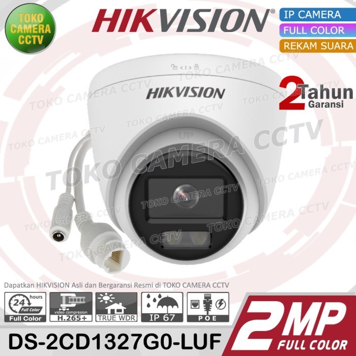 Ip Camera 2Mp Colorvu Audio Hikvision Ds-2Cd1327G0-Luf Ip Cam Poe