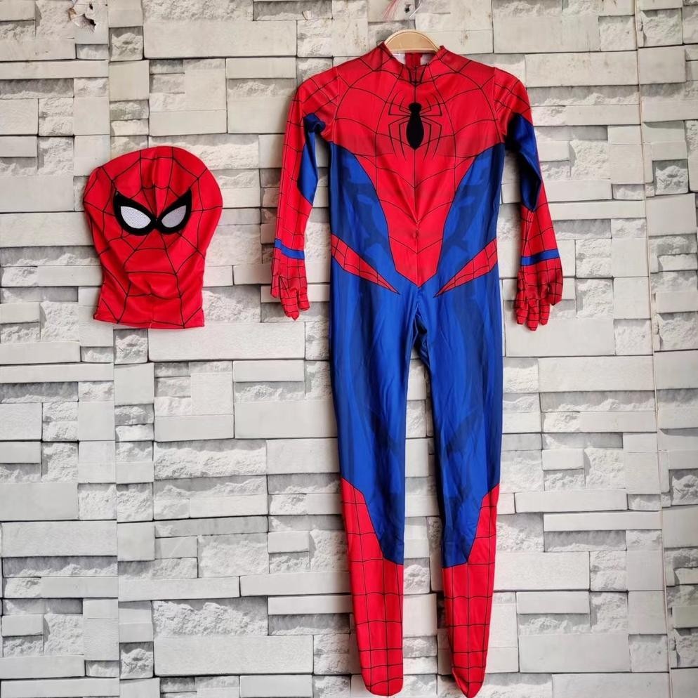 BDC Halloween Cosplay Party Kostum Anak Spiderman Amazing Costume Anak Spiderman Baju + Topeng TERLA