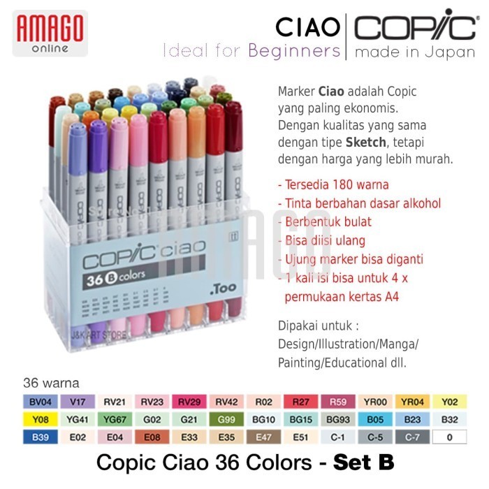 

Copic Ciao - 36 Color Set B - Ccm36B -Anza Wahda