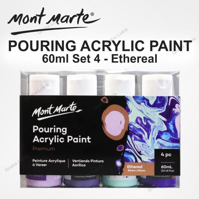 

Mont Marte Premium Pouring Acrylic Paint 60Ml (2Oz) 4Pc Set - Ethereal -Anza Wahda