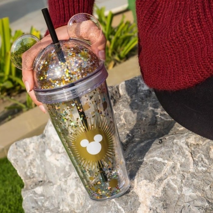 Tumbler Mickey Mouse 420Ml - Miniso Botol Minum Dua Lapis With Sedotan