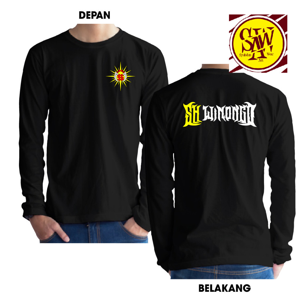 KAOS SH WINONGO KUNING PUTIH KAOS LENGAN PANJANG DEPAN LOGO SINAR SYAHDAN 41