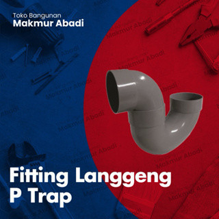 Fitting Pipa PVC P-Trap DV Merek Langgeng 3" Inch P-Trap DV Warna Abu Satuan Eceran (isi 18)