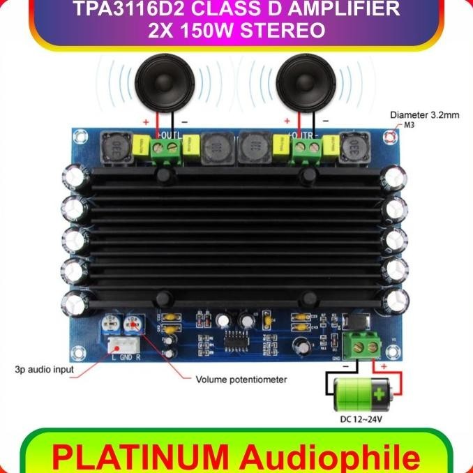 READY STOCK TPA3116 AMPLIFIER STEREO 2X 150W TPA3116D2 CLASS D AMPLIFIER XH M546 