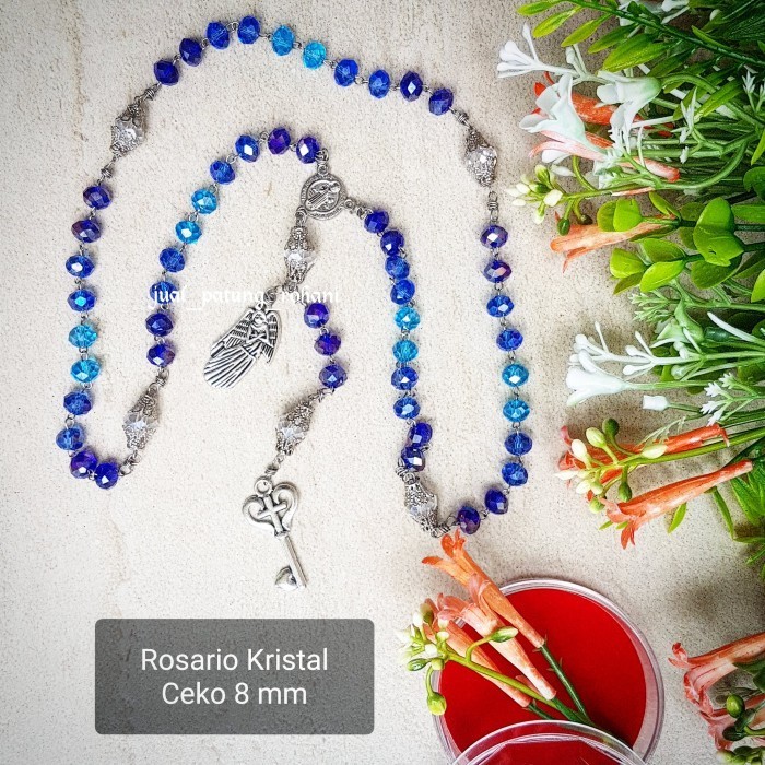 Aba Rosario Kristal Ceko 8 Mm Biru