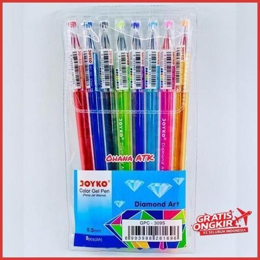 

Cod Pulpen Gel Joyko Diamond Art 8 Warna / 1 Set Pulpen Warna Joyko Stock Terbatas