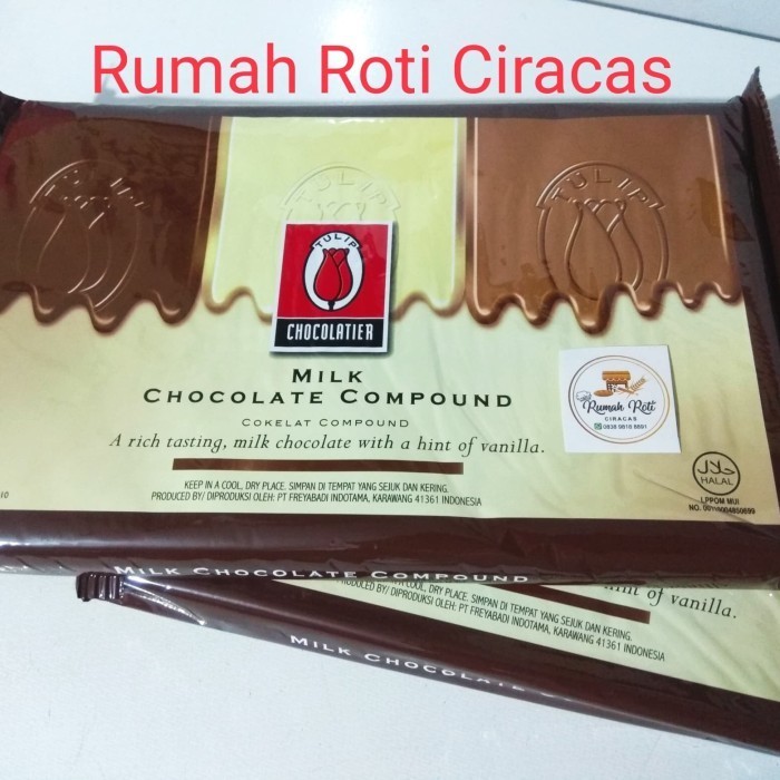 

Ready TULIP MILK CHOCOLATE 1KG COMPOUND COKLAT BATANG CHOCO KG