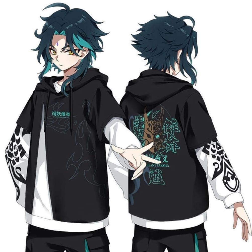 (Cod) Hoodie Jaket Xiao Genshin Impact Black Flame