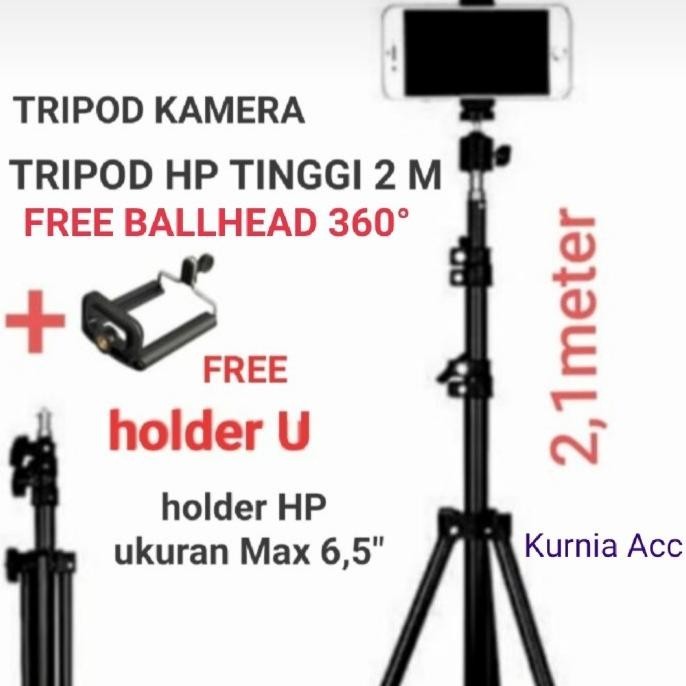 tripod hp dan kamera 2 meter / tripod 2 meter / tripod kamera + holder