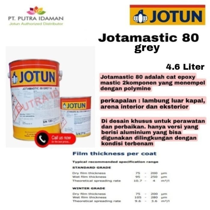 Jotun Cat Epoxy / Jotamastic 80 Grey 5 Liter / 2 Komponen / Cat Epoxy