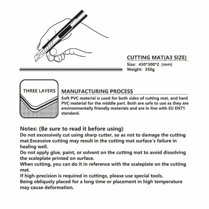 

Dspiae Cutting Mat A3 Alas Potong Pisau Pen Cutter Alas Rakit Gundam