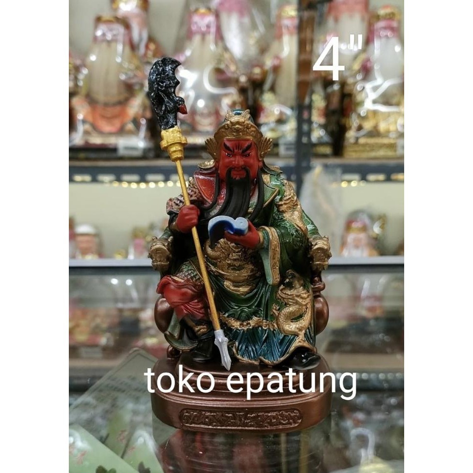 patung dewa kwan kong / kwan kung - duduk - fiber - 4 inch - l2
