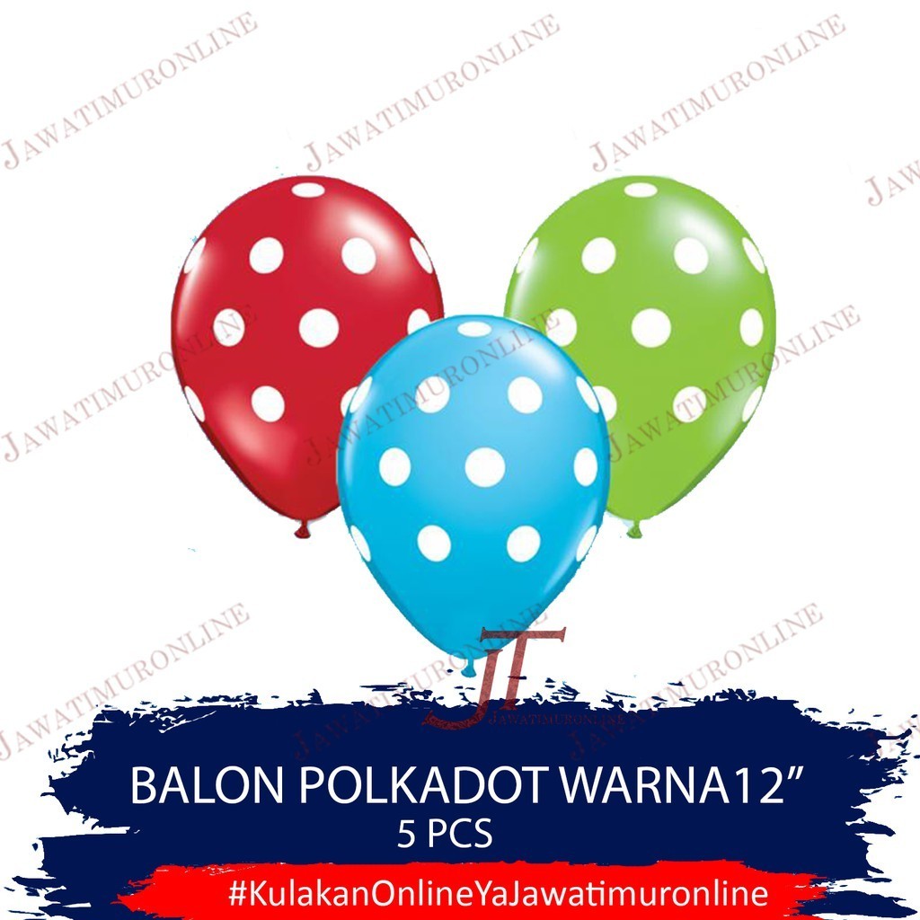 Balon Latex Polkadot Wana 12 INCI (isi 5 Biji) Balon Polkadot 12 INCI