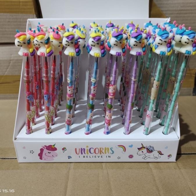 

pensil susun kepala karet poni surai rainbow satuan