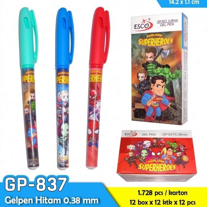 

pen gel motif explore super heroes isi 12