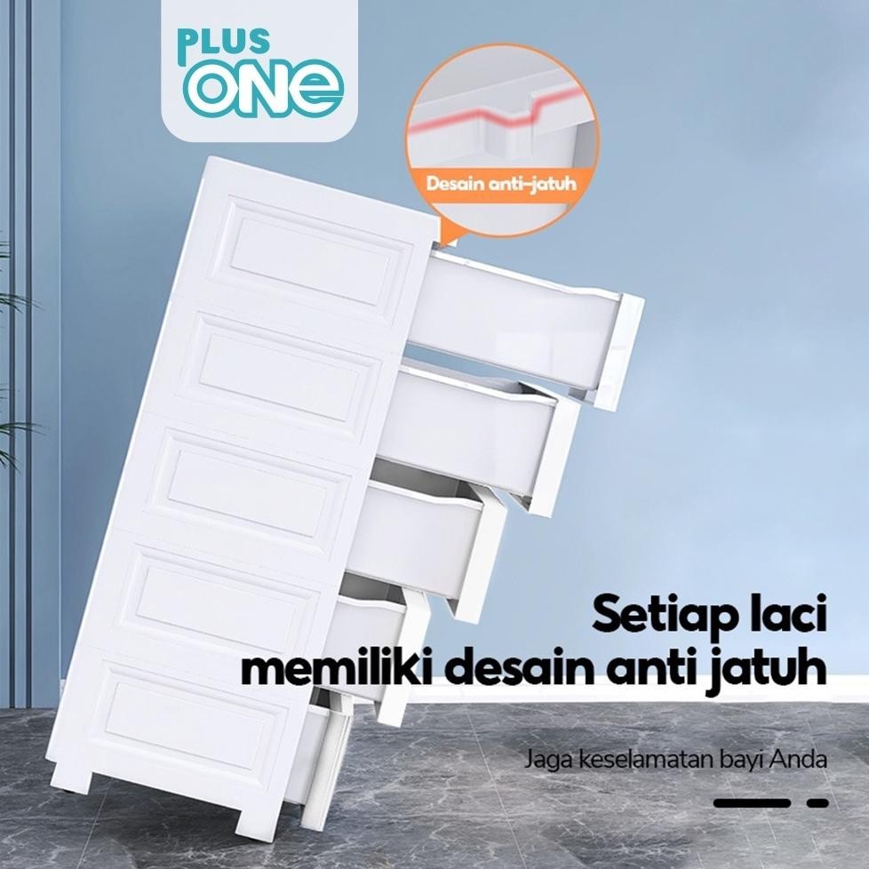 Plus One - Lemari Plastik Roda 2 Laci Atas - 3 4 5 6 7 Susun / Tingkat [ GARANSI LIMA TAHUN ] - Paka