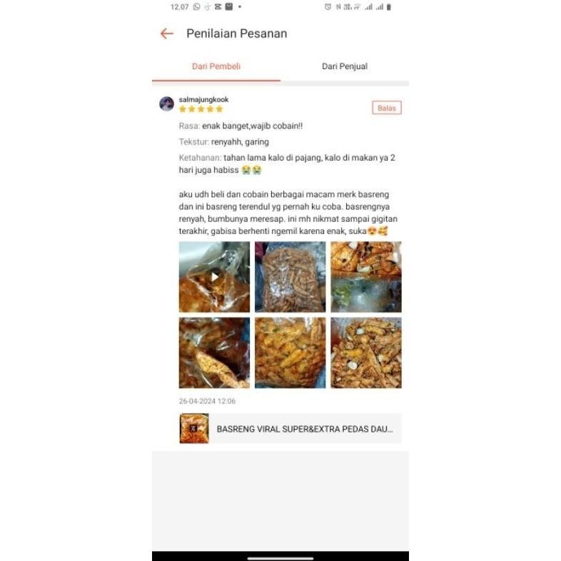 

Basreng Viral Super&Extra Pedas Daun Jeruk 1Kg Bumbu Premium Berlimpah