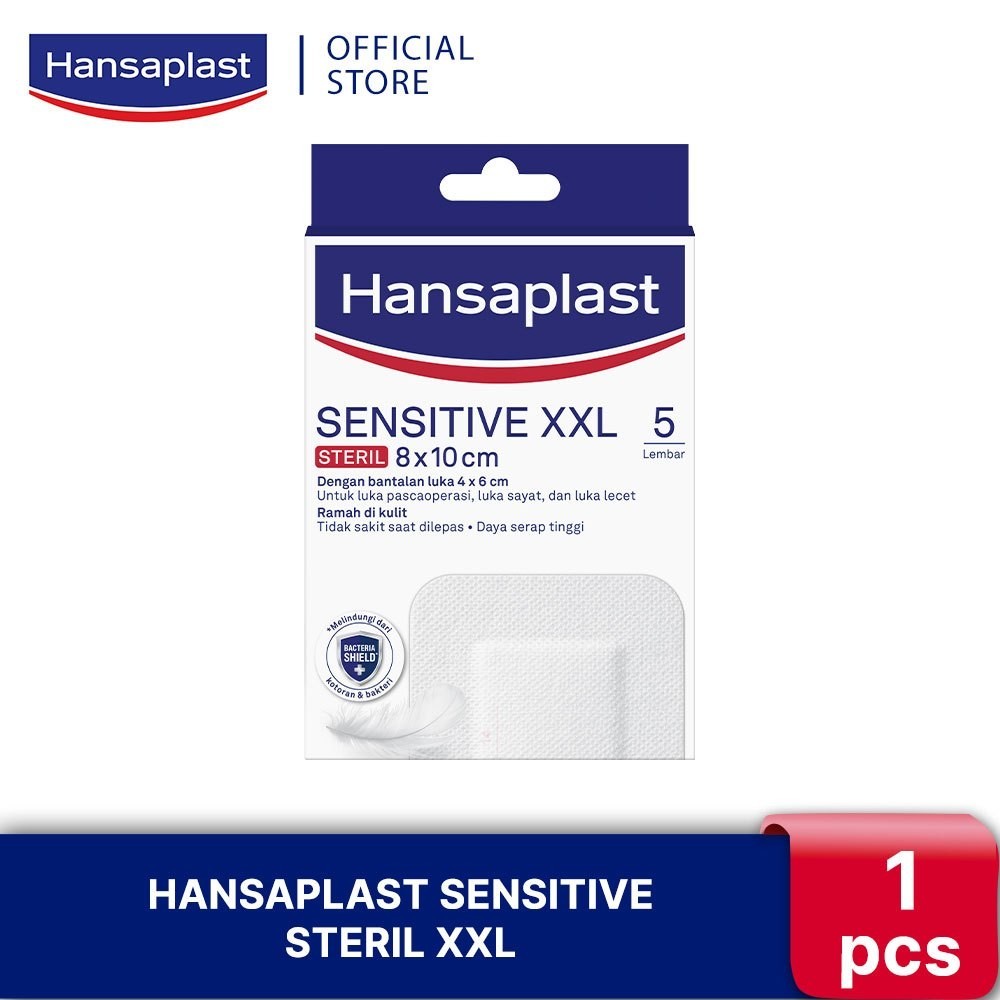 HANSAPLAST Plester Sensitive Steril XXL isi 5 P3K Bantalan - Utk luka pasca operasi, kulit sensitif