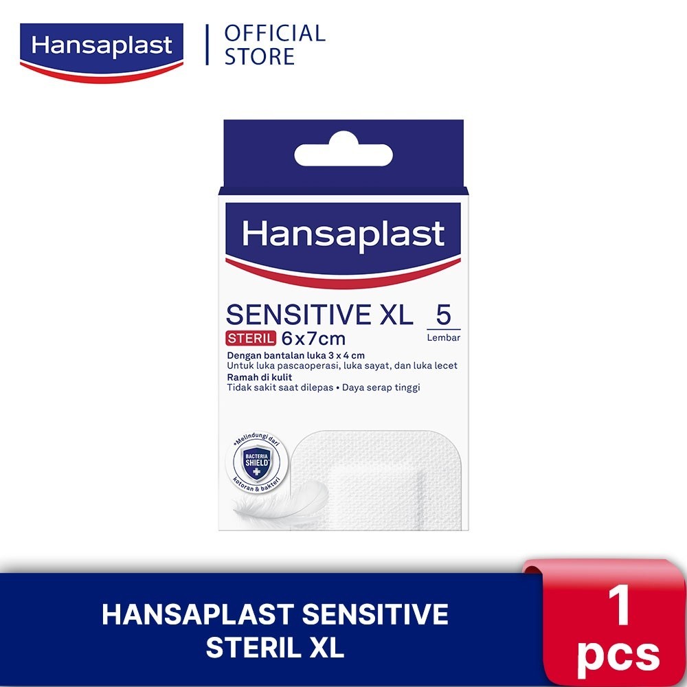 HANSAPLAST Plester Sensitive Steril XL isi 5 P3K Bantalan - Utk luka pasca operasi, kulit sensitif