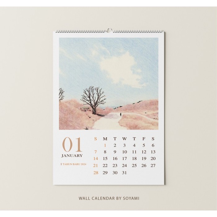 

Fauma Kalender Dinding A3 Watercolor 01 Scenery Aesthetic Premium Quality