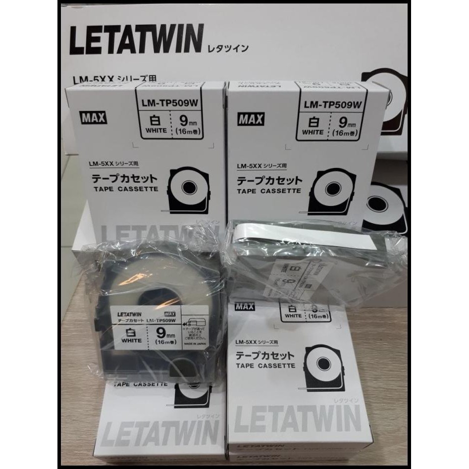 

DISKON LABEL TAPE LETATWIN 9ML WARNA PUITH LM-TP509W MAX LETATWIN !!!!!!