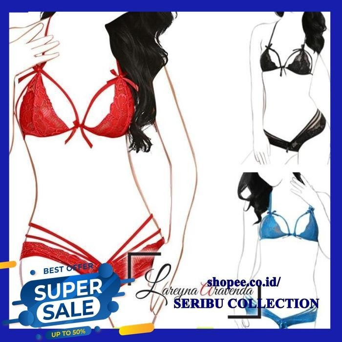 SET BRA + CD SEKSI MODEL LACE TALI BELAKANG TERMURAH
