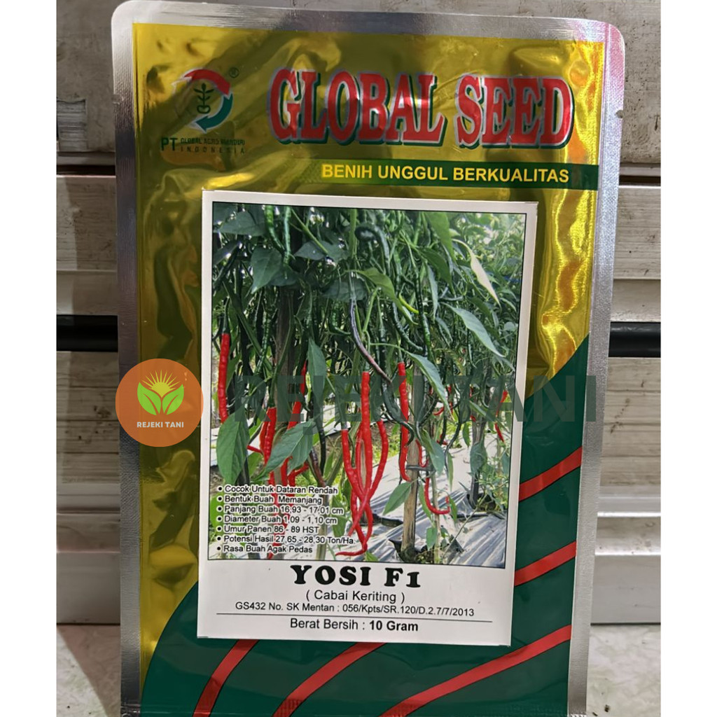 Benih Biji cabe keriting Yosi dari Global Seed kemasan 10 gram termurah