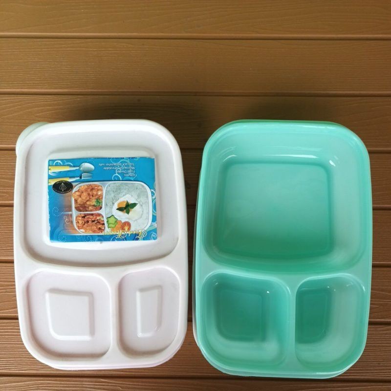 New Cornelius OMPRENG MAKAN / lunch box kotak bekal nasi anak sekolah plastik sekat 3 warna foodgrad