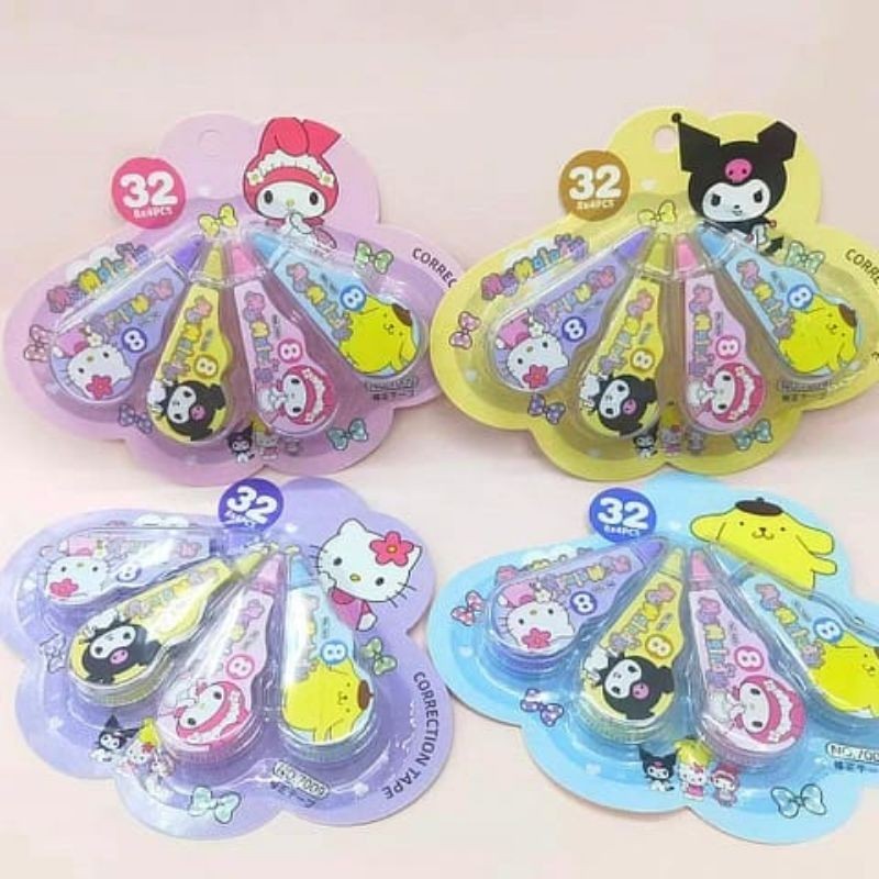 

TipeX Set 4pcs Karakter Kartun / Tipe X Pita / Penghapus