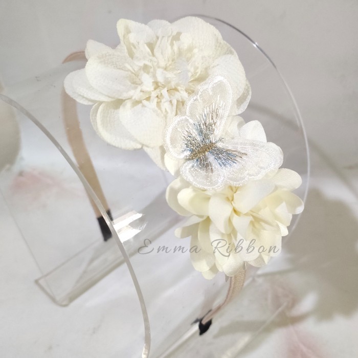 Bando bunga putih/ bando anak/ bandana bayi/ jepit rambut/ bunga putih