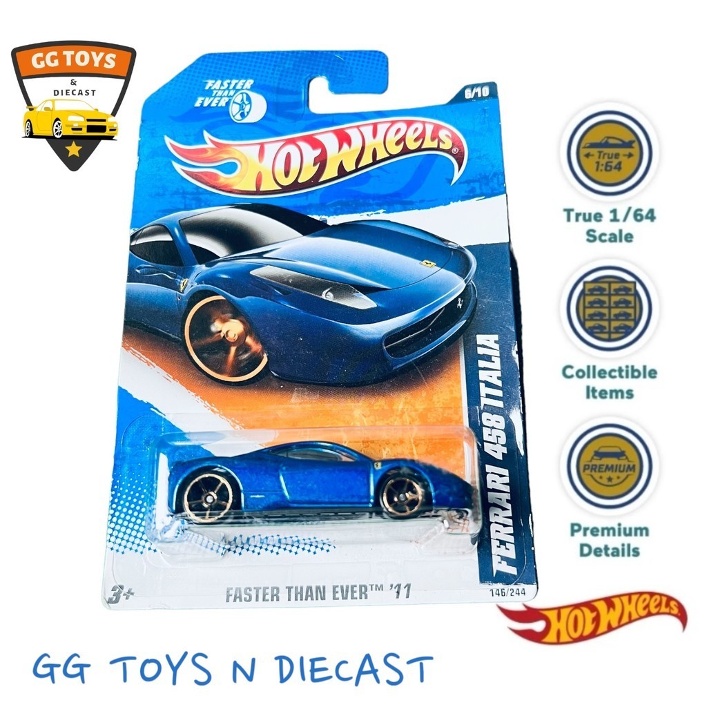 Hotwheels Hot Wheels HW Reguler Faster than ever 11 Ferrari 458 Italia Biru