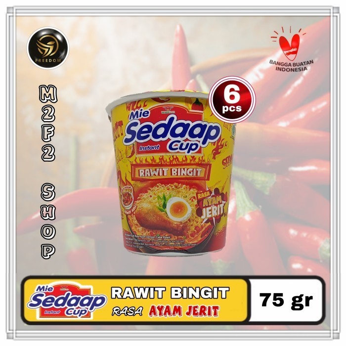 

E Sedaap Cup Instant Rawit Bingit Rasa Ayam Jerit 75Gr (Harga 6 Pcs)