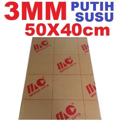 ACRYLIC / ACRILIC / AKRILIK PUTIH SUSU TEBAL 3MM UKURAN 50CM X 40CM