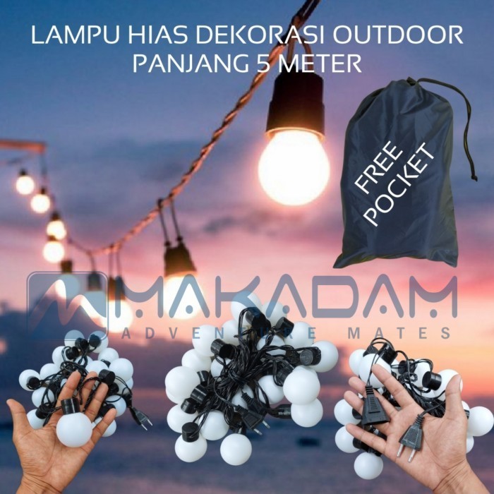 Lampu Bohlam Gantung Dekorasi Tenda Glamping Campervan Cafe Outdoor