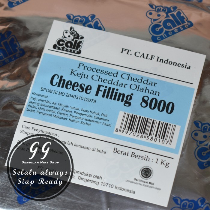 

1 KG CALF CHEESE FILLING 8000 ISIAN KEJU OLAHAN PROCESSED CHEDDAR