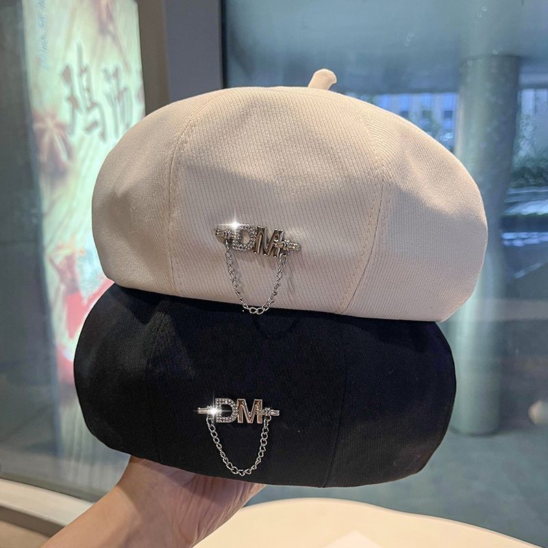 Musim Semi dan Musim Gugur Tipis Berlian Imitasi Huruf Hitam Baret Wanita Rantai Gaya Inggris