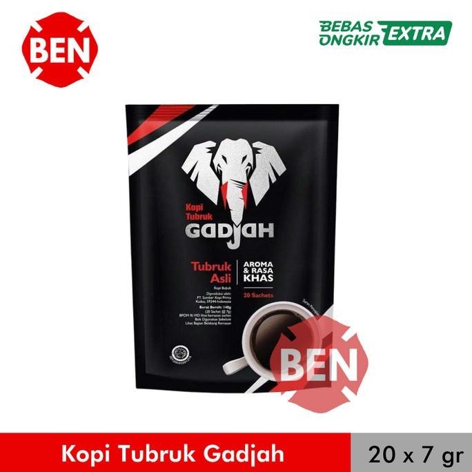 

Kopi Tubruk Gadjah 1 Renceng 20 Sachet @ 7g 7gr Tanpa Gula Pahit Mini