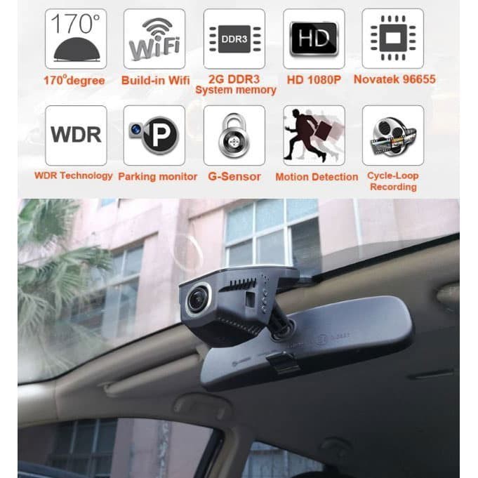 Baru Kamera Mobil Dash Camera Dvr Wifi Wide Angel 170 Degree 1080P Sensor Terbaik